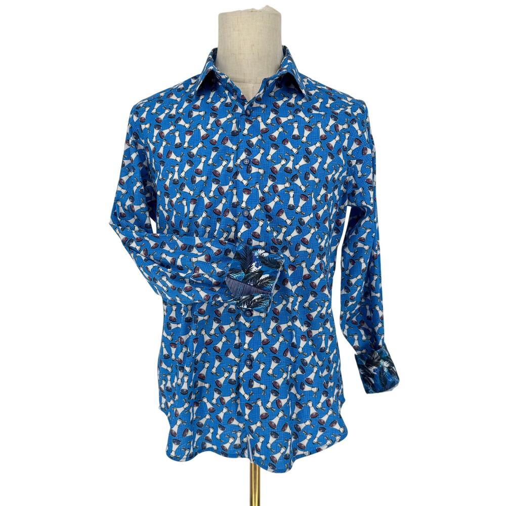 Robert Graham Casual Button Front Long Sleeve Shirt Megaphone Novelty Print M